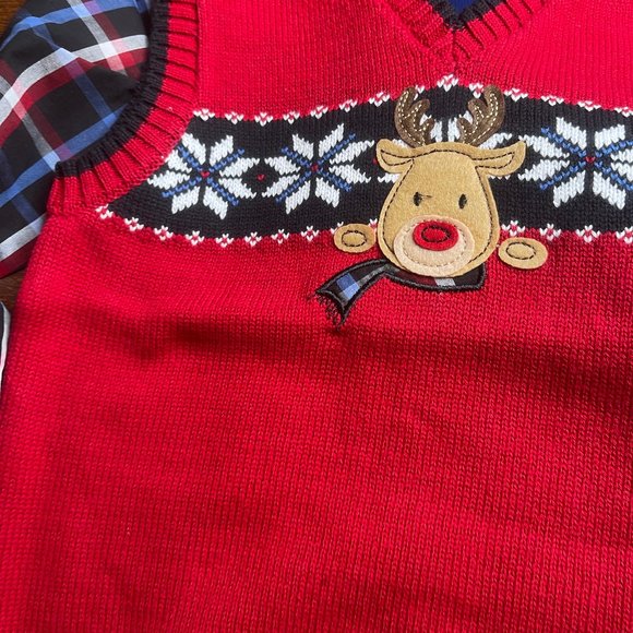 NWT 4t 4 IZOD 3p dress suit pants Reindeer sweater vest oxford brothers outfit - Picture 7 of 10
